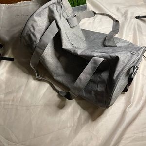 silver duffel bag